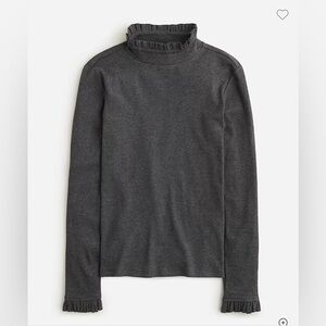 J.Crew vintage rib, ruffle  mock neck T-shirt in gray size large